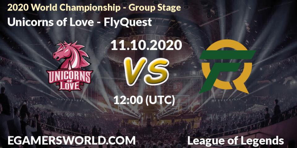 Prognose für das Spiel Unicorns of Love VS FlyQuest. 11.10.20. LoL - 2020 World Championship - Group Stage