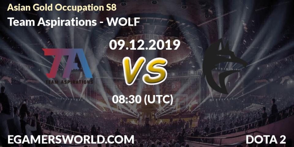 Prognose für das Spiel Team Aspirations VS WOLF. 08.12.19. Dota 2 - Asian Gold Occupation S8 