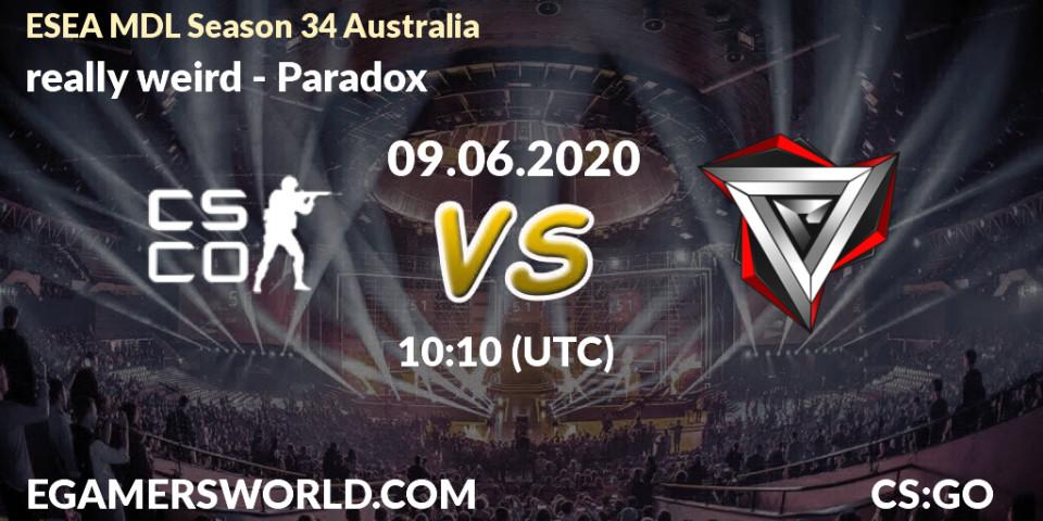 Prognose für das Spiel really weird VS Paradox. 22.06.2020 at 11:20. Counter-Strike (CS2) - ESEA MDL Season 34 Australia
