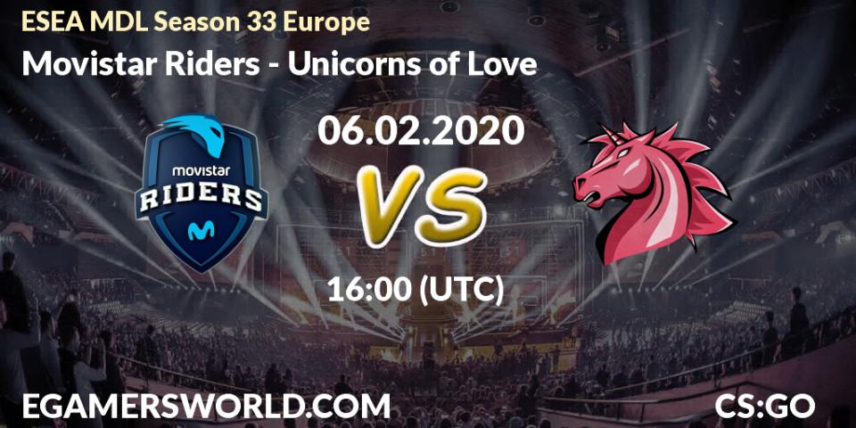 Prognose für das Spiel Movistar Riders VS Unicorns of Love. 06.02.2020 at 16:00. Counter-Strike (CS2) - ESEA MDL Season 33 Europe