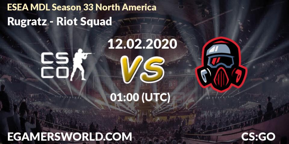 Prognose für das Spiel Rugratz VS Riot Squad. 12.02.20. CS2 (CS:GO) - ESEA MDL Season 33 North America