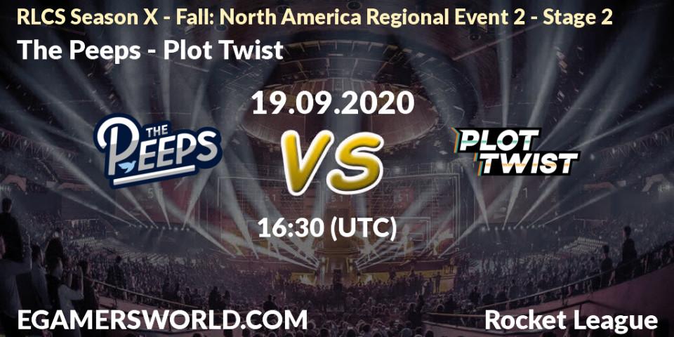 Prognose für das Spiel The Peeps VS Plot Twist. 19.09.2020 at 16:30. Rocket League - RLCS Season X - Fall: North America Regional Event 2 - Stage 2