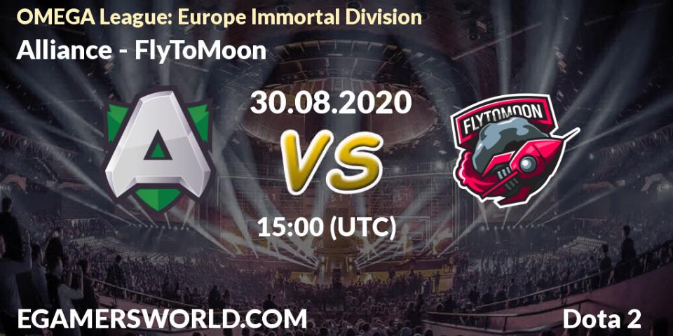 Prognose für das Spiel Alliance VS FlyToMoon. 30.08.20. Dota 2 - OMEGA League: Europe Immortal Division