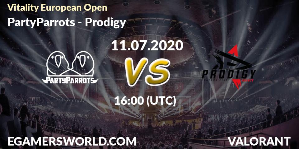 Prognose für das Spiel PartyParrots VS Prodigy. 11.07.2020 at 15:30. VALORANT - Vitality European Open