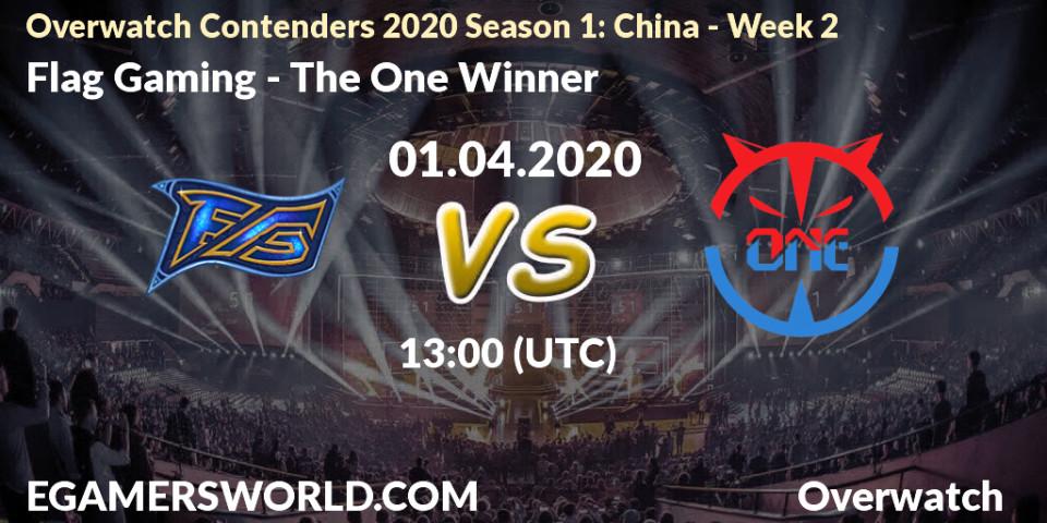 Prognose für das Spiel Flag Gaming VS The One Winner. 01.04.20. Overwatch - Overwatch Contenders 2020 Season 1: China - Week 2