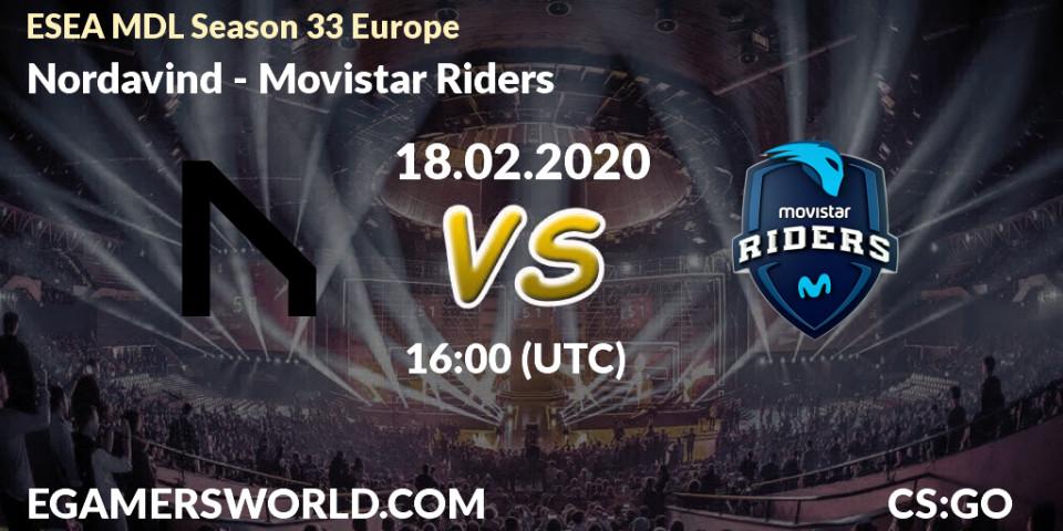Prognose für das Spiel Nordavind VS Movistar Riders. 18.02.20. CS2 (CS:GO) - ESEA MDL Season 33 Europe