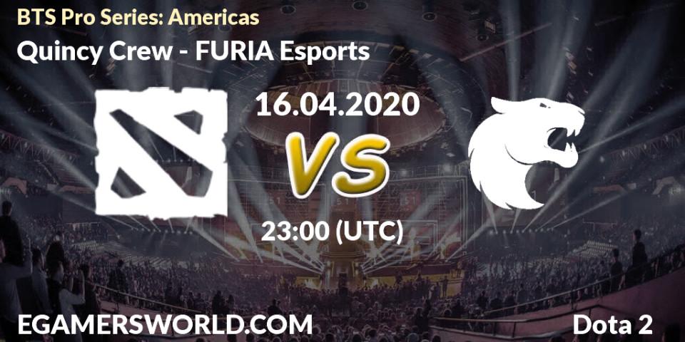Prognose für das Spiel Quincy Crew VS FURIA Esports. 16.04.20. Dota 2 - BTS Pro Series: Americas
