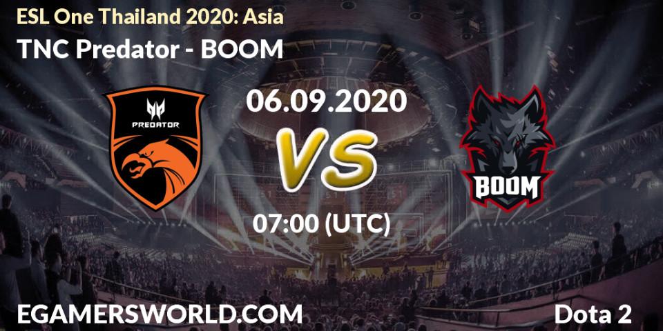 Prognose für das Spiel TNC Predator VS BOOM. 06.09.20. Dota 2 - ESL One Thailand 2020: Asia