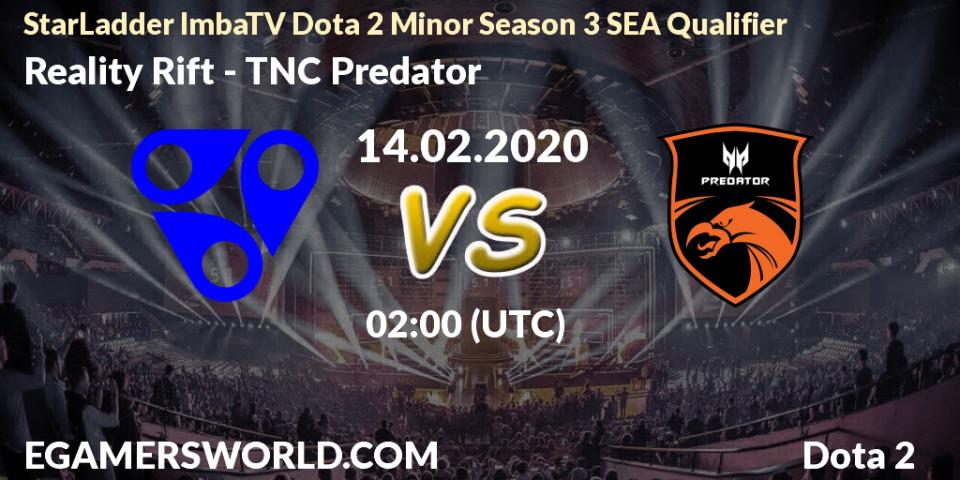 Prognose für das Spiel Reality Rift VS TNC Predator. 14.02.20. Dota 2 - StarLadder ImbaTV Dota 2 Minor Season 3 SEA Qualifier
