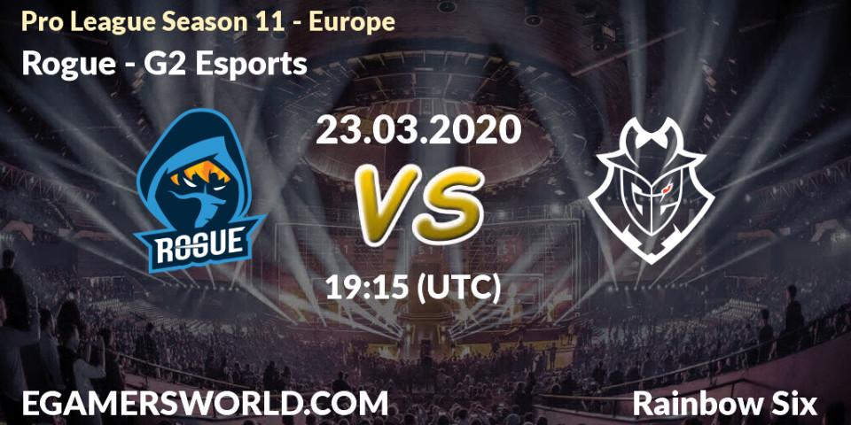 Prognose für das Spiel Rogue VS G2 Esports. 23.03.20. Rainbow Six - Pro League Season 11 - Europe