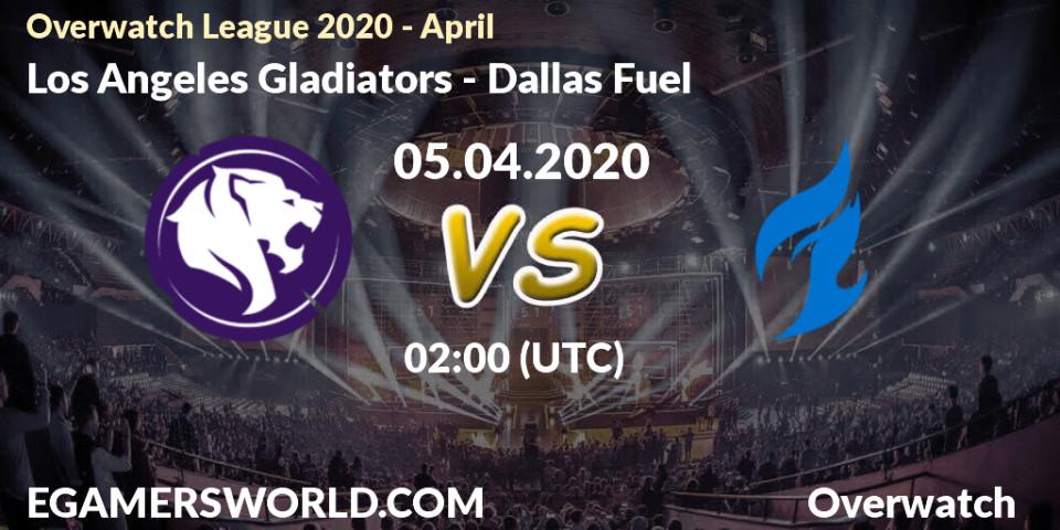 Prognose für das Spiel Los Angeles Gladiators VS Dallas Fuel. 04.04.20. Overwatch - Overwatch League 2020 - April