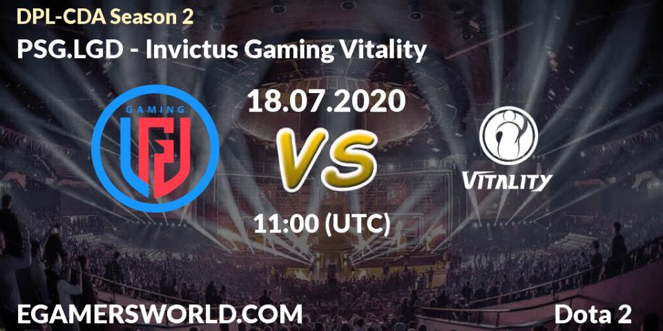 Prognose für das Spiel PSG.LGD VS Invictus Gaming Vitality. 18.07.20. Dota 2 - DPL-CDA Professional League Season 2