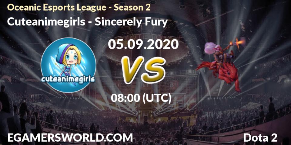 Prognose für das Spiel Cuteanimegirls VS Sincerely Fury. 05.09.2020 at 08:27. Dota 2 - Oceanic Esports League - Season 2