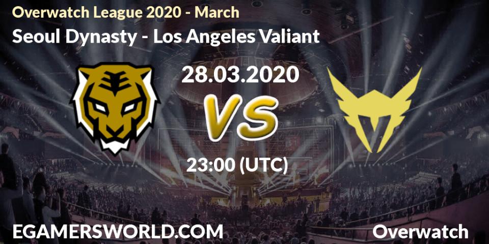 Prognose für das Spiel Seoul Dynasty VS Los Angeles Valiant. 28.03.2020 at 22:00. Overwatch - Overwatch League 2020 - March