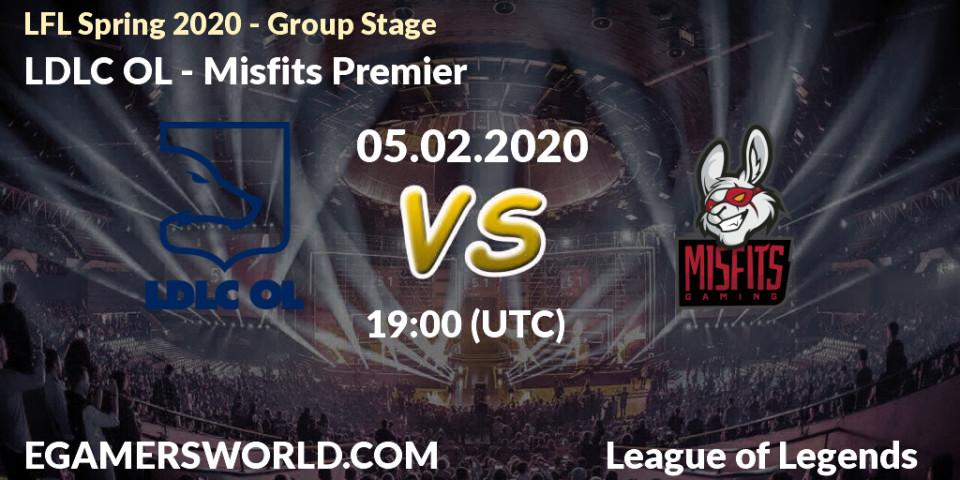 Prognose für das Spiel LDLC OL VS Misfits Premier. 05.02.20. LoL - LFL Spring 2020 - Group Stage