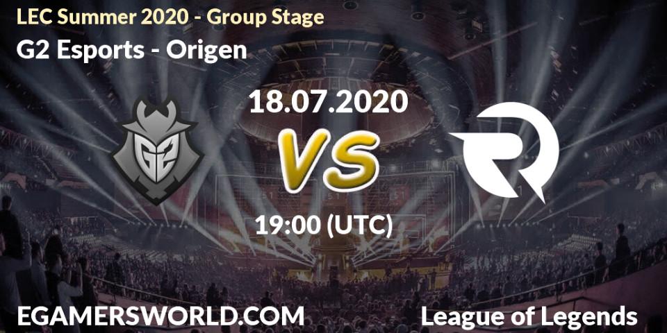 Prognose für das Spiel G2 Esports VS Origen. 17.07.20. LoL - LEC Summer 2020 - Group Stage