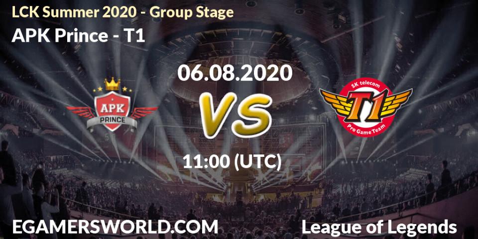Prognose für das Spiel SeolHaeOne Prince VS T1. 06.08.20. LoL - LCK Summer 2020 - Group Stage