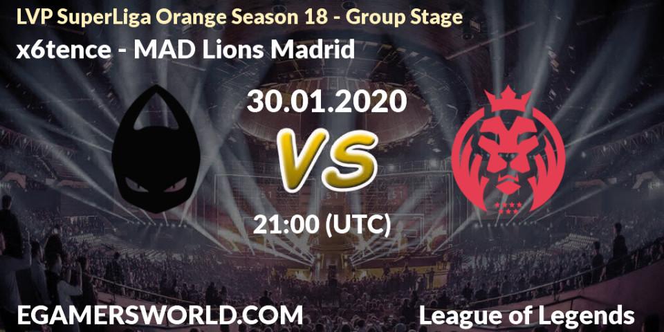 Prognose für das Spiel x6tence VS MAD Lions Madrid. 30.01.2020 at 21:00. LoL - LVP SuperLiga Orange Season 18 - Group Stage