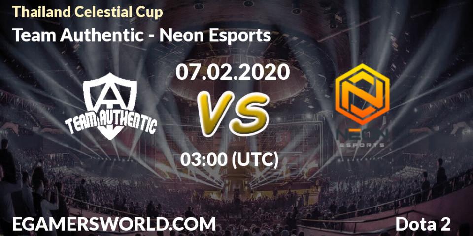 Prognose für das Spiel Team Authentic VS Neon Esports. 07.02.20. Dota 2 - Thailand Celestial Cup