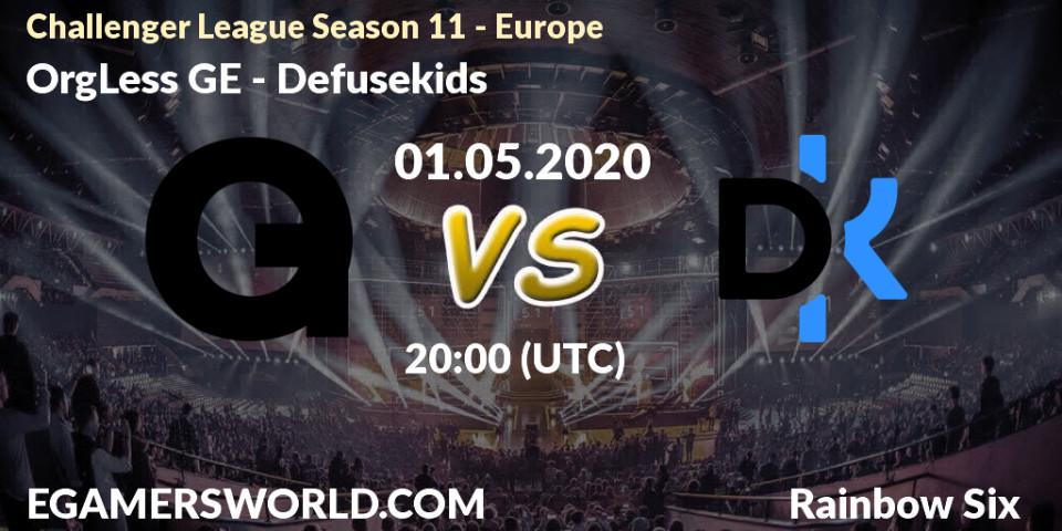 Prognose für das Spiel OrgLess GE VS Defusekids. 01.05.20. Rainbow Six - Challenger League Season 11 - Europe