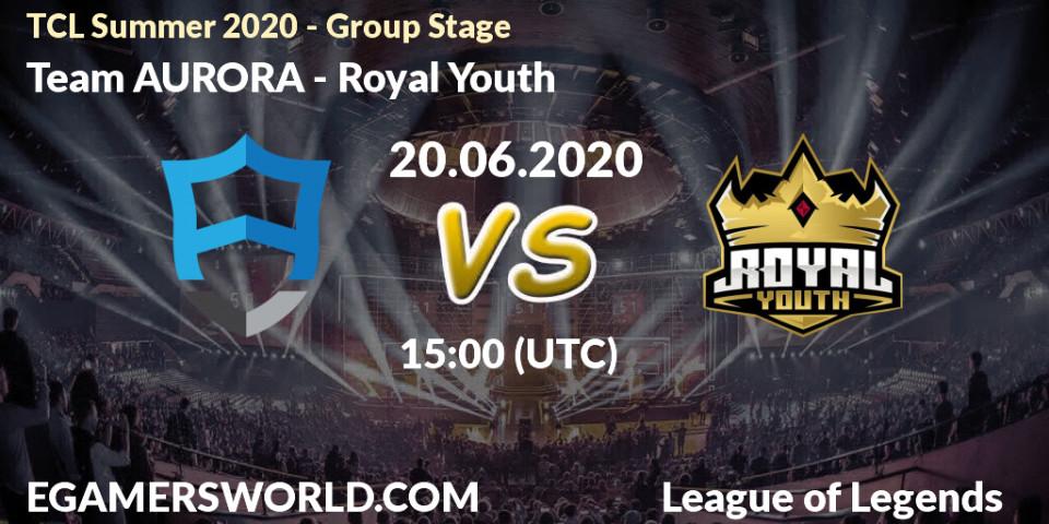 Prognose für das Spiel Team AURORA VS Royal Youth. 20.06.20. LoL - TCL Summer 2020 - Group Stage