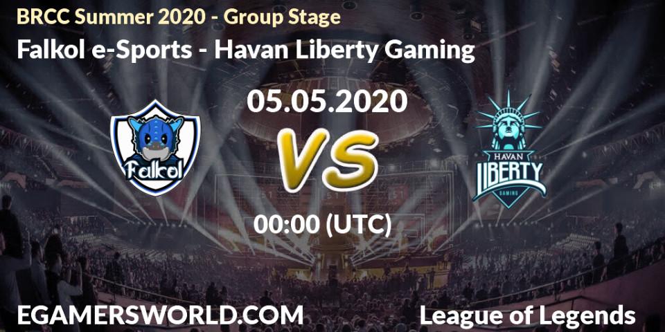 Prognose für das Spiel Falkol e-Sports VS Havan Liberty Gaming. 05.05.20. LoL - BRCC Summer 2020 - Group Stage