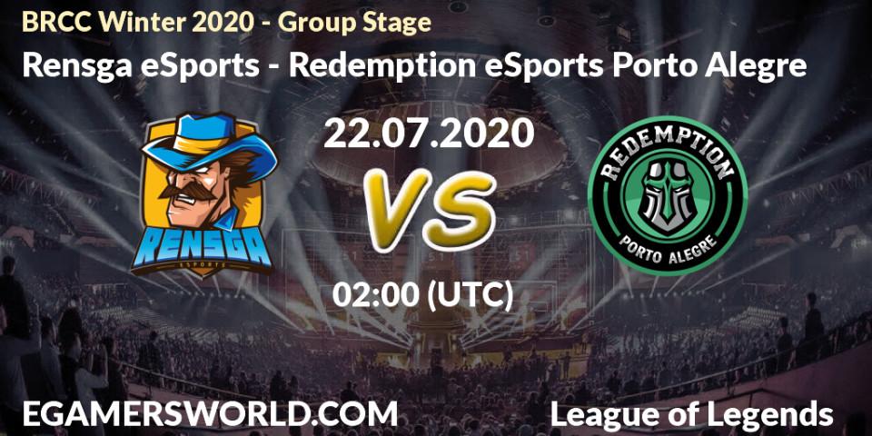 Prognose für das Spiel Rensga eSports VS Redemption eSports Porto Alegre. 22.07.20. LoL - BRCC Winter 2020 - Group Stage