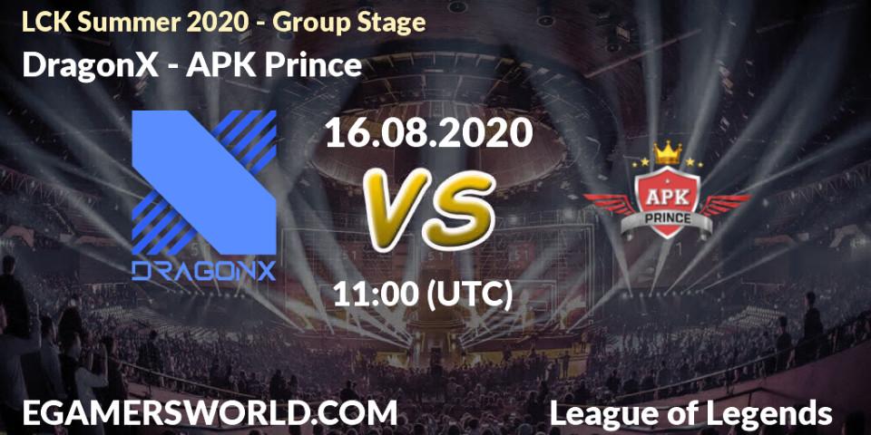 Prognose für das Spiel DragonX VS SeolHaeOne Prince. 16.08.20. LoL - LCK Summer 2020 - Group Stage