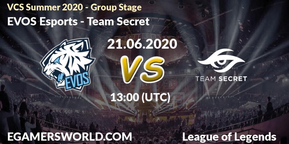 Prognose für das Spiel EVOS Esports VS Team Secret. 21.06.20. LoL - VCS Summer 2020 - Group Stage