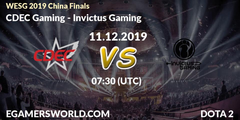 Prognose für das Spiel CDEC Gaming VS Invictus Gaming. 11.12.19. Dota 2 - WESG 2019 China Finals