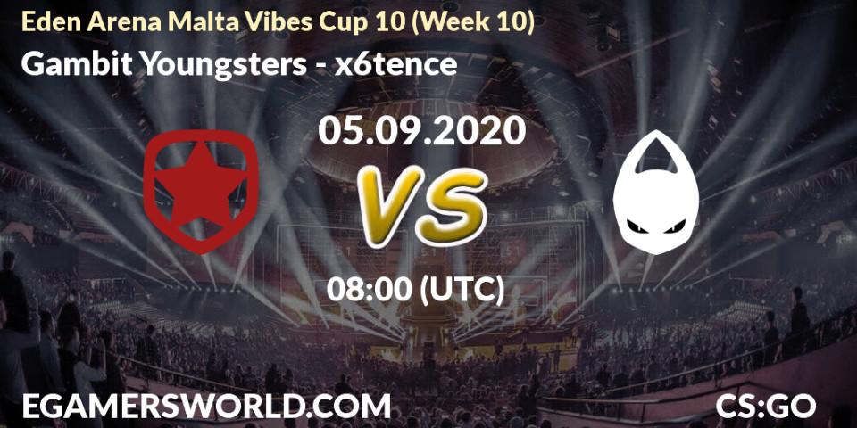 Prognose für das Spiel Gambit Youngsters VS x6tence. 05.09.20. CS2 (CS:GO) - Eden Arena Malta Vibes Cup 10 (Week 10)