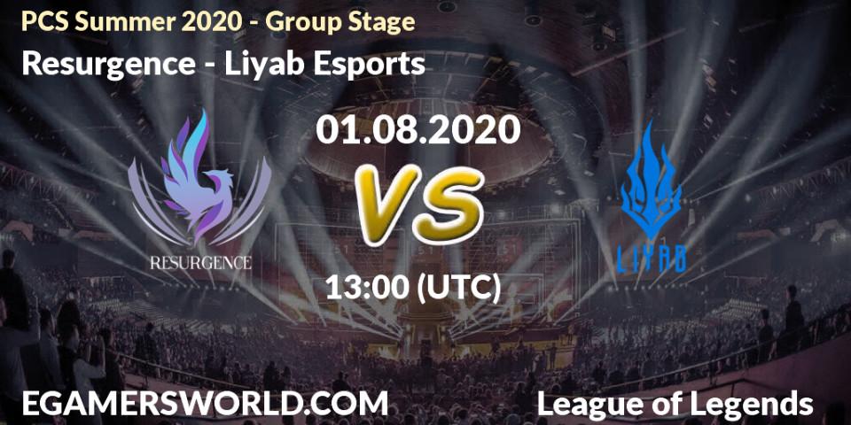 Prognose für das Spiel Resurgence VS Liyab Esports. 01.08.2020 at 13:00. LoL - PCS Summer 2020 - Group Stage