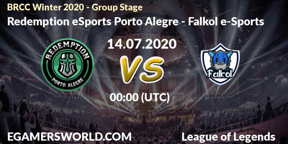 Prognose für das Spiel Redemption eSports Porto Alegre VS Falkol e-Sports. 14.07.20. LoL - BRCC Winter 2020 - Group Stage