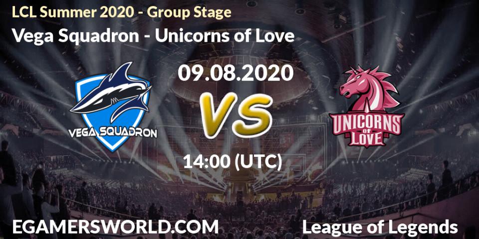 Prognose für das Spiel Vega Squadron VS Unicorns of Love. 09.08.20. LoL - LCL Summer 2020 - Group Stage