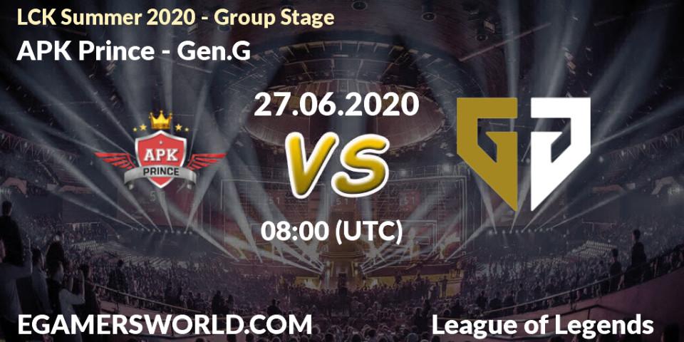 Prognose für das Spiel APK Prince VS Gen.G. 27.06.2020 at 06:15. LoL - LCK Summer 2020 - Group Stage