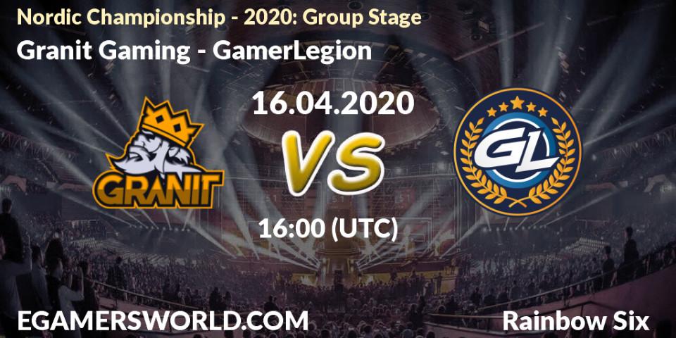 Prognose für das Spiel Granit Gaming VS GamerLegion. 16.04.2020 at 16:00. Rainbow Six - Nordic Championship - 2020: Group Stage