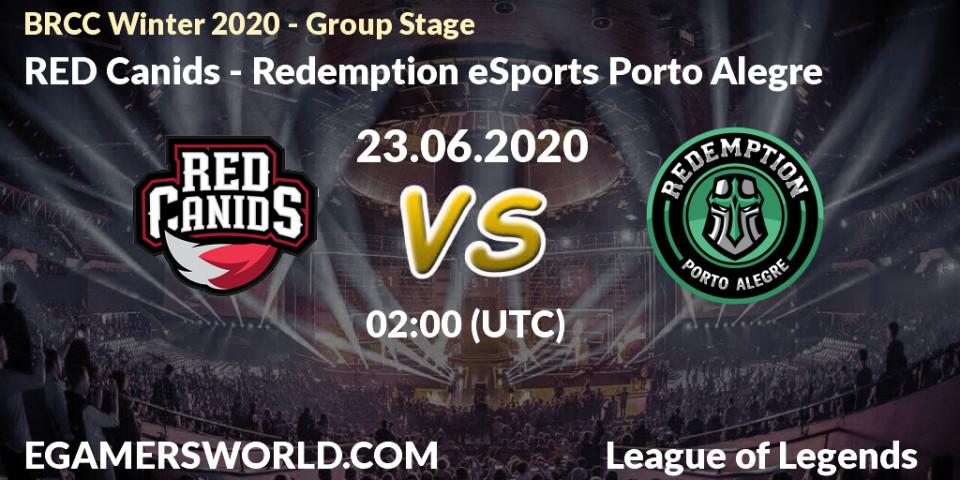 Prognose für das Spiel RED Canids VS Redemption eSports Porto Alegre. 23.06.2020 at 02:00. LoL - BRCC Winter 2020 - Group Stage