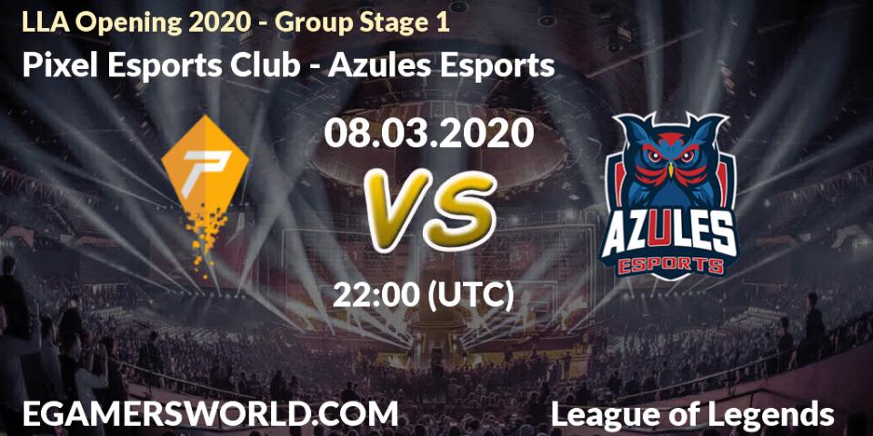 Prognose für das Spiel Pixel Esports Club VS Azules Esports. 08.03.2020 at 22:45. LoL - LLA Opening 2020 - Group Stage 1