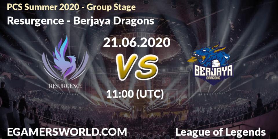 Prognose für das Spiel Resurgence VS Berjaya Dragons. 21.06.2020 at 11:00. LoL - PCS Summer 2020 - Group Stage