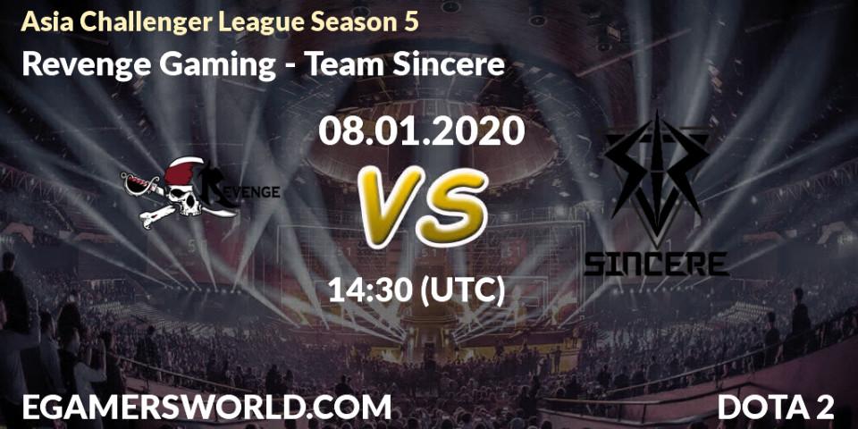 Prognose für das Spiel Revenge Gaming VS Team Sincere. 08.01.20. Dota 2 - Asia Challenger League Season 5