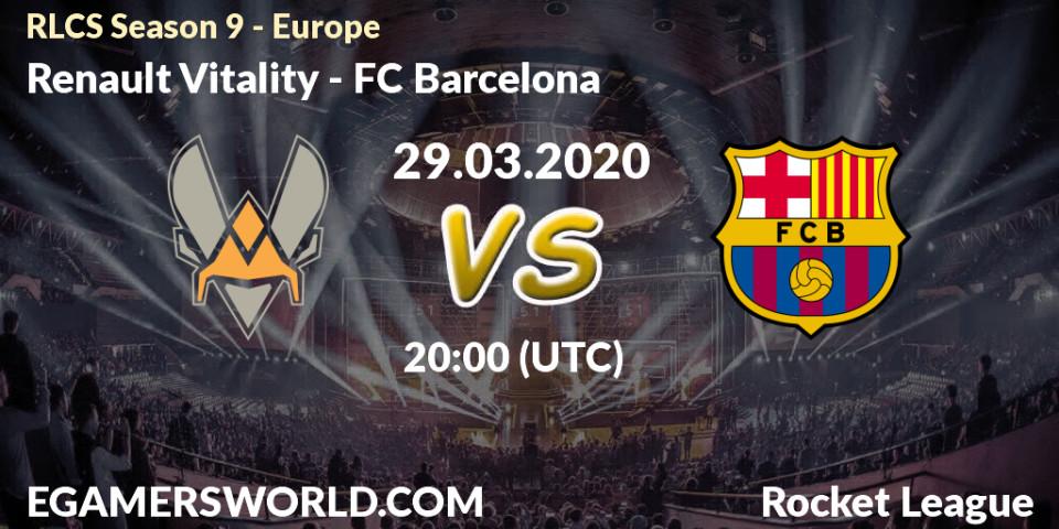 Prognose für das Spiel Renault Vitality VS FC Barcelona. 29.03.20. Rocket League - RLCS Season 9 - Europe