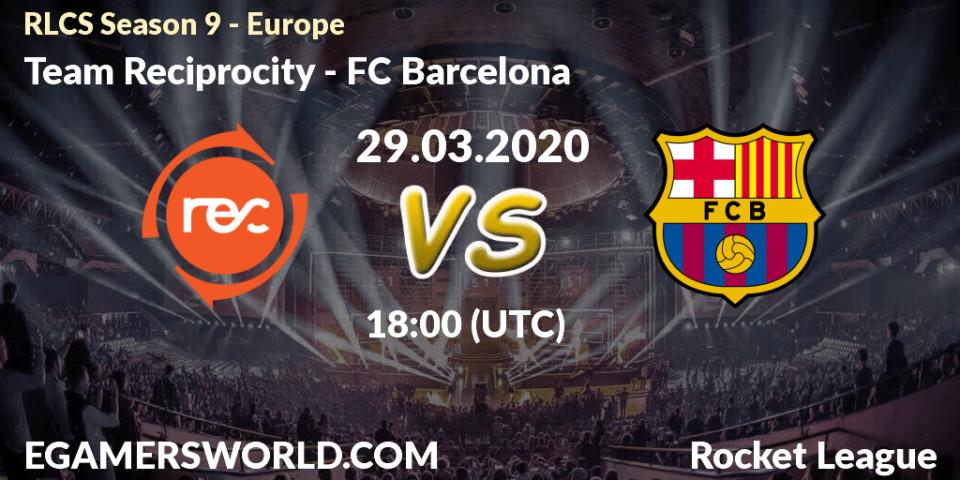 Prognose für das Spiel Team Reciprocity VS FC Barcelona. 29.03.20. Rocket League - RLCS Season 9 - Europe