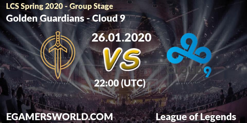 Prognose für das Spiel Golden Guardians VS Cloud 9. 26.01.20. LoL - LCS Spring 2020 - Group Stage