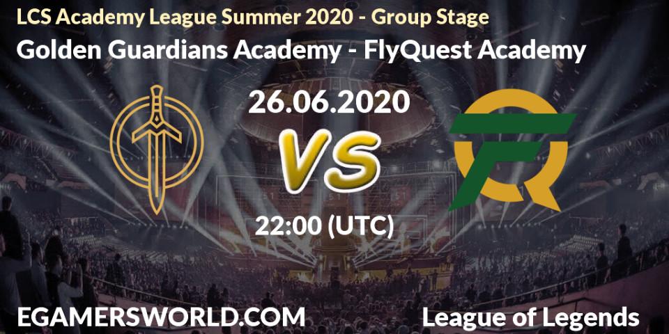 Prognose für das Spiel Golden Guardians Academy VS FlyQuest Academy. 26.06.20. LoL - LCS Academy League Summer 2020 - Group Stage