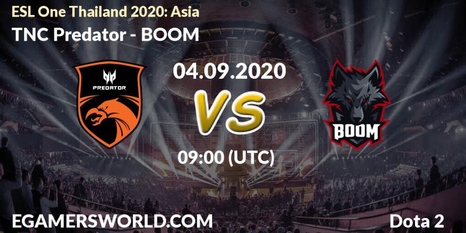 Prognose für das Spiel TNC Predator VS BOOM. 04.09.20. Dota 2 - ESL One Thailand 2020: Asia