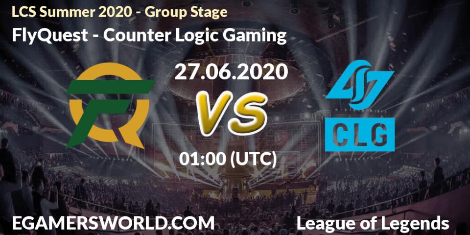 Prognose für das Spiel FlyQuest VS Counter Logic Gaming. 08.08.2020 at 23:20. LoL - LCS Summer 2020 - Group Stage