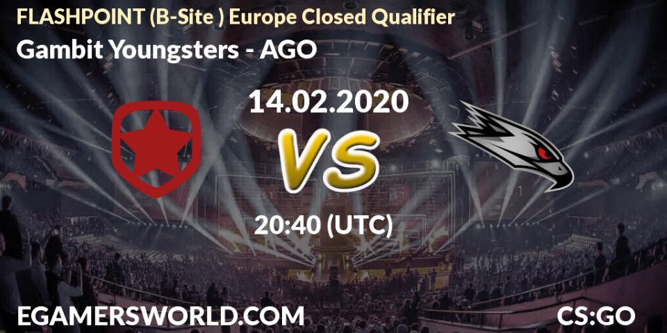 Prognose für das Spiel Gambit Youngsters VS AGO. 14.02.2020 at 20:55. Counter-Strike (CS2) - FLASHPOINT Europe Closed Qualifier