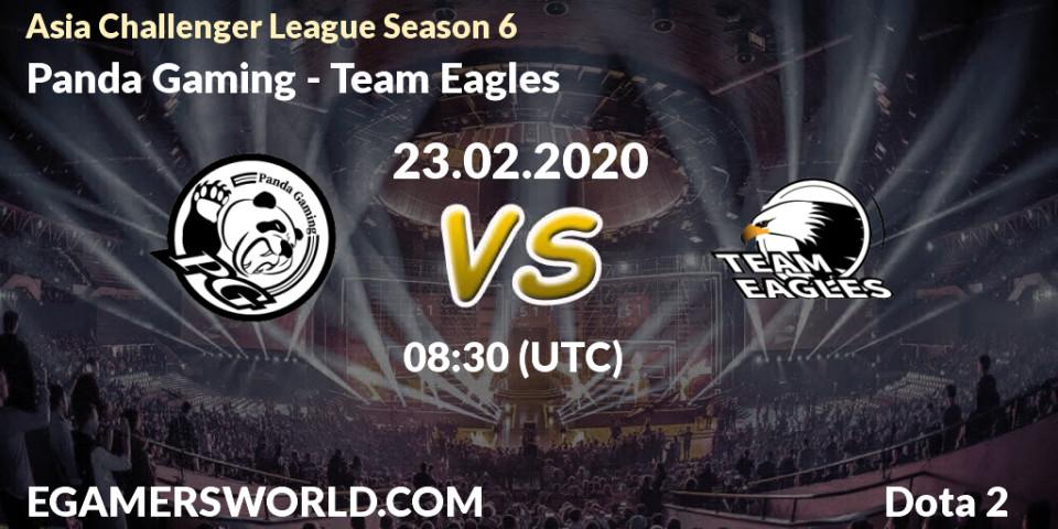 Prognose für das Spiel Panda Gaming VS Team Eagles. 23.02.2020 at 08:35. Dota 2 - Asia Challenger League Season 6