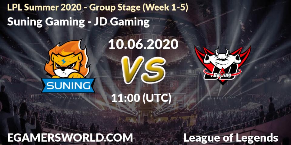 Prognose für das Spiel Suning Gaming VS JD Gaming. 10.06.2020 at 11:00. LoL - LPL Summer 2020 - Group Stage (Week 1-5)