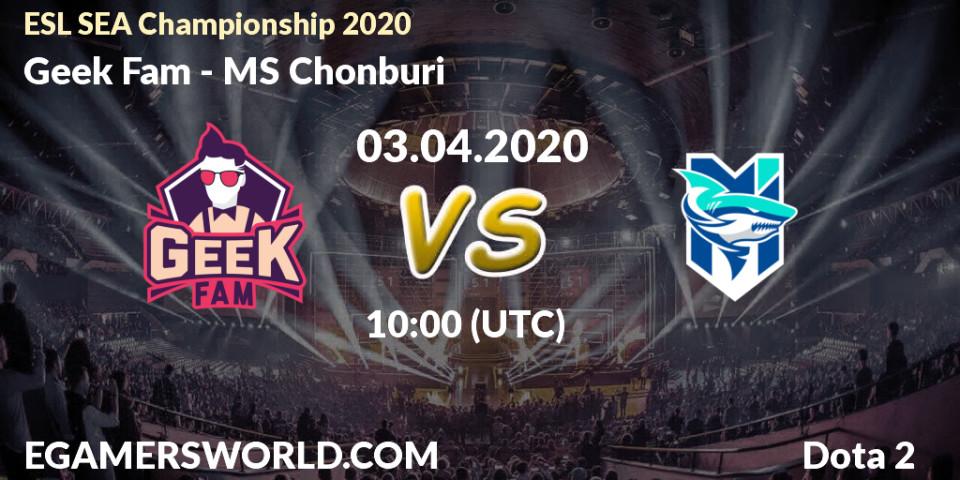 Prognose für das Spiel Geek Fam VS MS Chonburi. 03.04.20. Dota 2 - ESL SEA Championship 2020